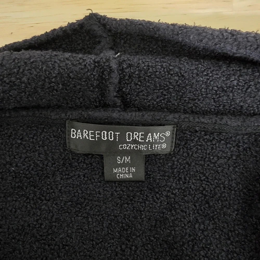 Barefoot Dreams‎ Cardigan Womens S/M Black CozyChic Lite Draped Open Front A436